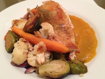 roasted-chicken-and-vegetables-with-pumpkin-puree