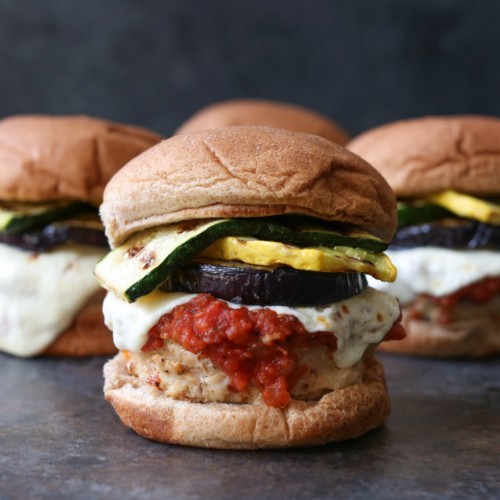 Chicken Parm Burgers with Grilled Vegetables Domesticate ME