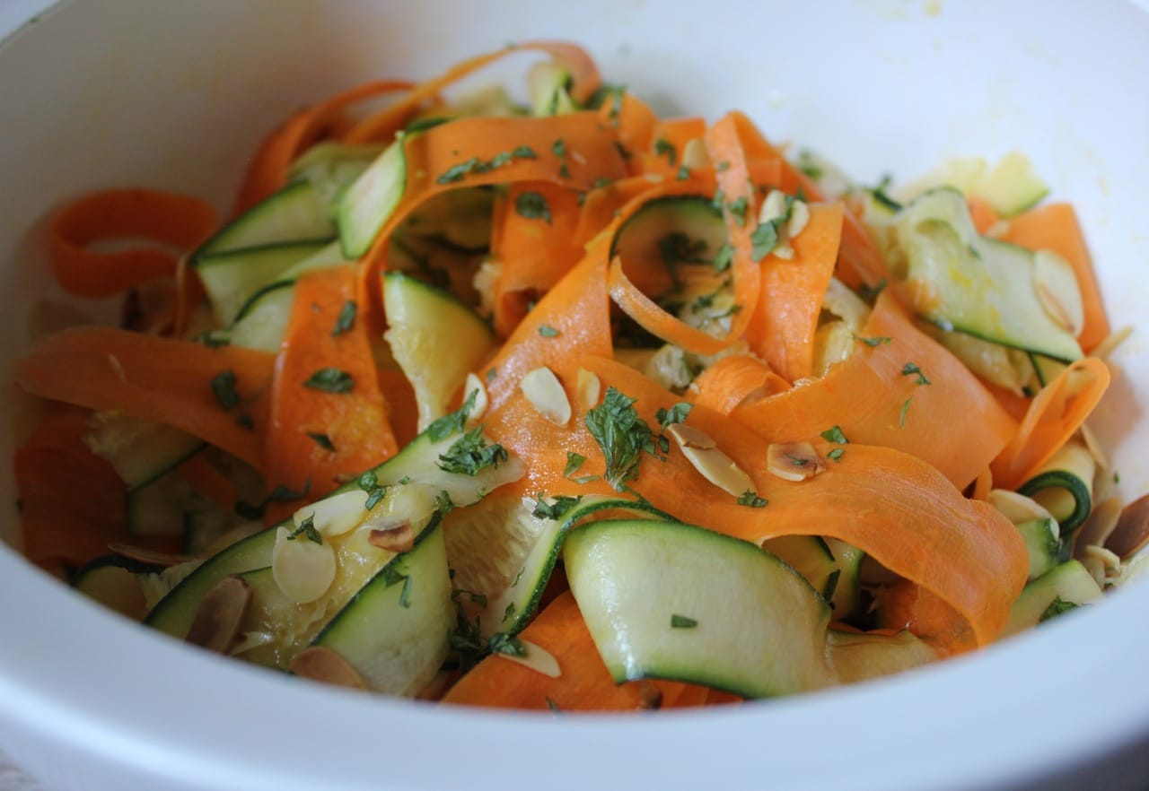 shaved-zucchini-and-carrots-with-toasted-almonds-and-mint