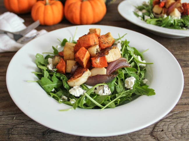 Roasted-Root-Vegetable-Salad-With-Herbed-Goat-Cheese-and-Arugula-3