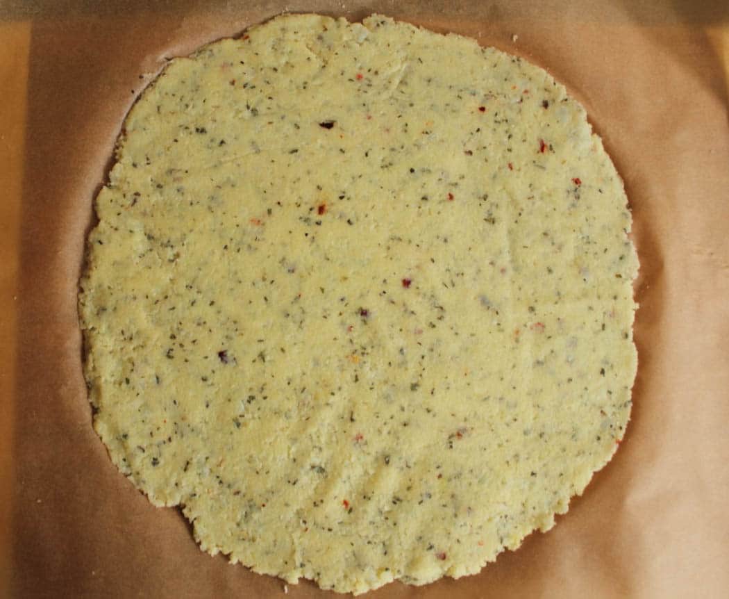 Cauliflower pizza dough before baking