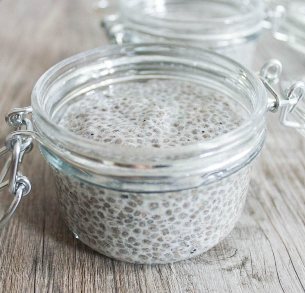 Chia pudding after sitting in the fridge for four hours. 