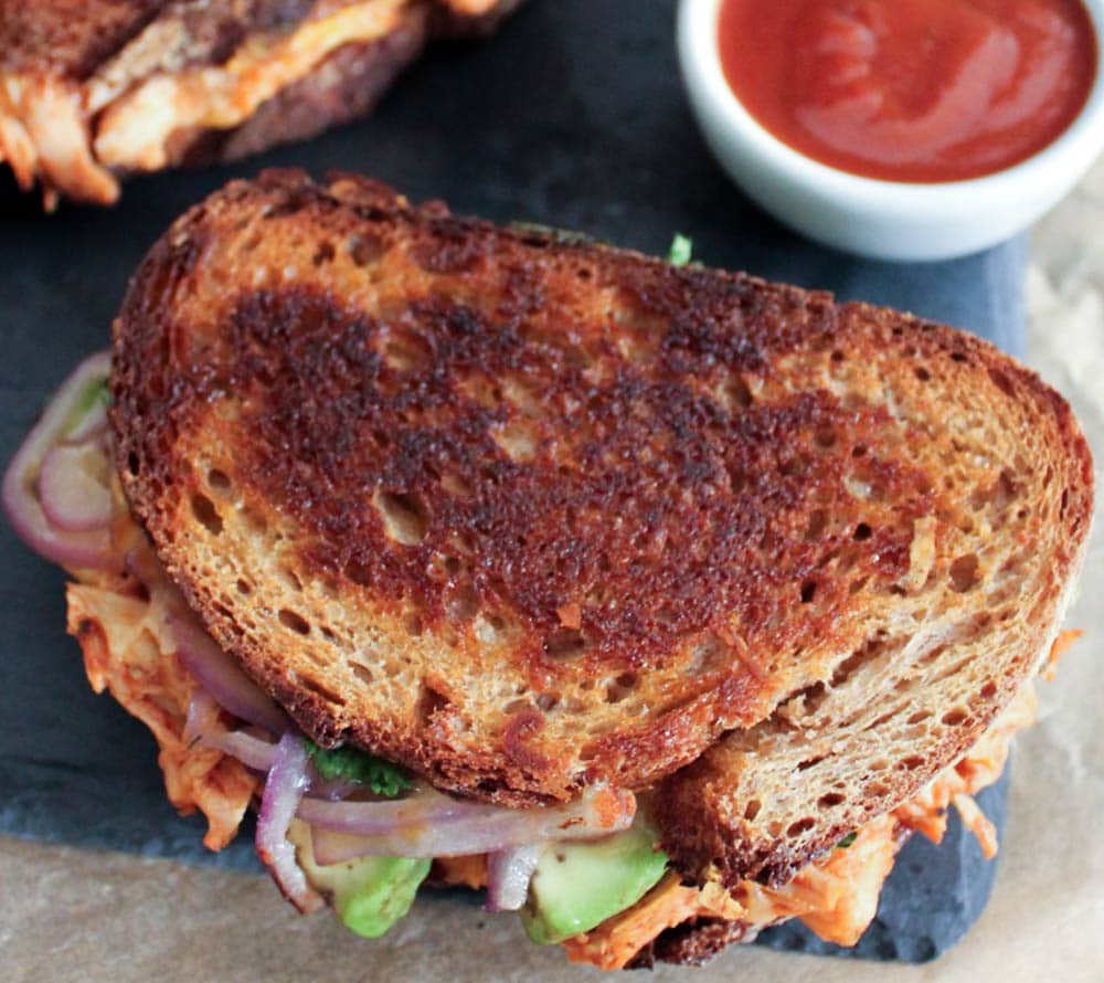 Barbecue-Chicken-Grilled-Cheese-with-Avocado-Cilantro-and-Red-Onion-5