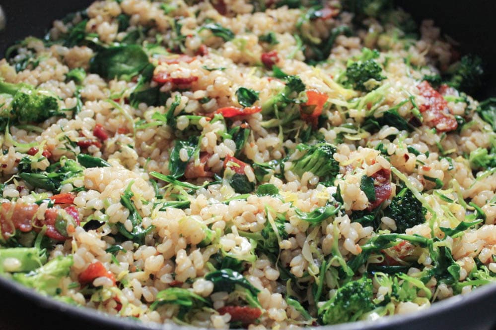 healthy-bacon-fried-brown-rice-with-broccoli-wilted-greens-and-egg-step-7