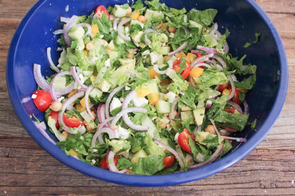 Chopped-Greek-Salad-With-Avocado-Chickpeas-and-Lemon-Dressing-Step-4