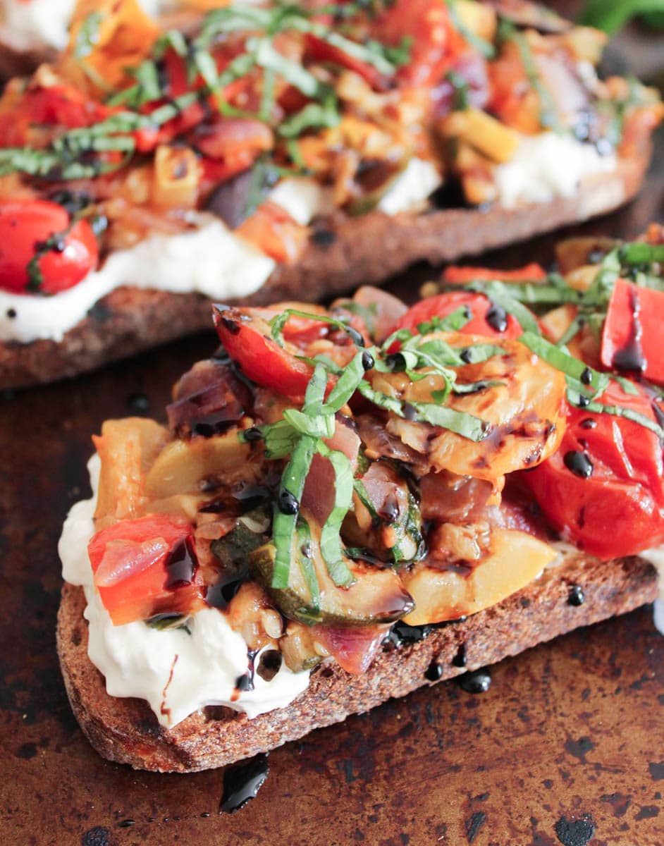 Ratatouille-Tartines-with-burrata-and-honey-balsamic-drizzle