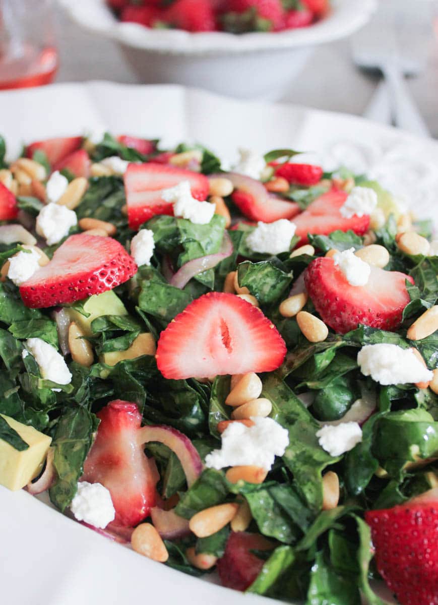 Summer-Kale-Salad-with-Strawberries-Avocado-Pine-Nuts-and-Goat-Cheese