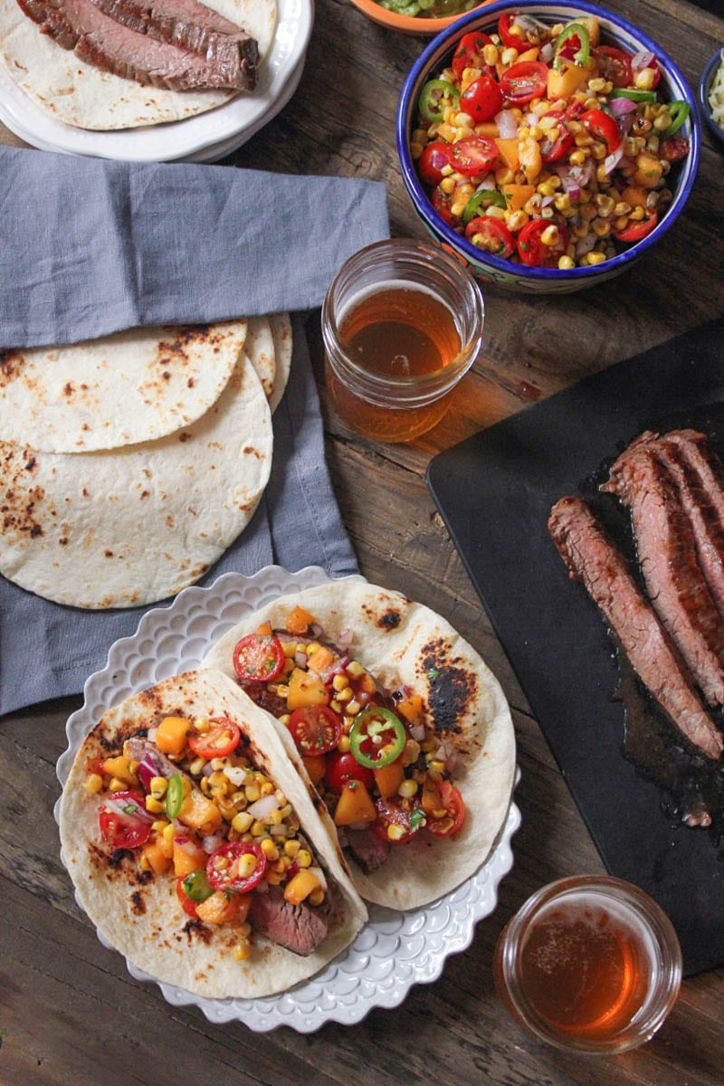 Barbecue-Flank-Steak-Tacos-with-Corn-Peach-Salsa-10