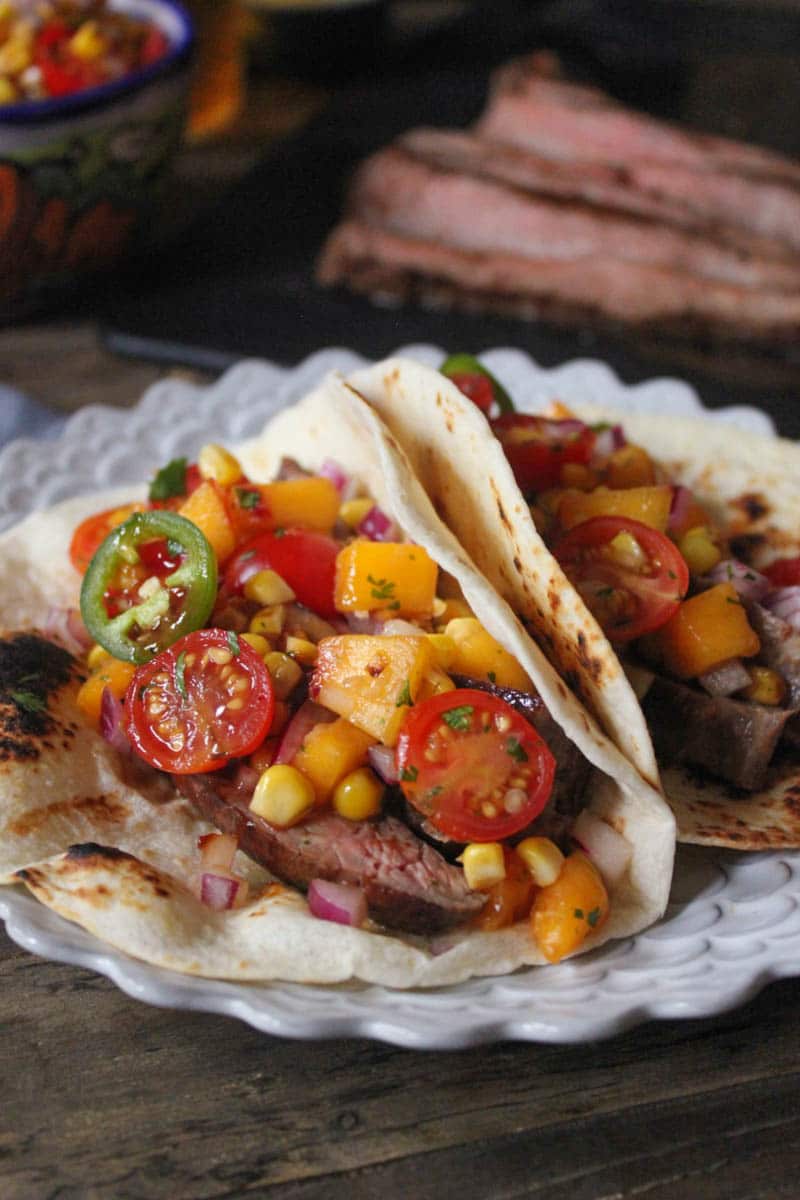 Barbecue-Flank-Steak-Tacos-with-Corn-Peach-Salsa-7