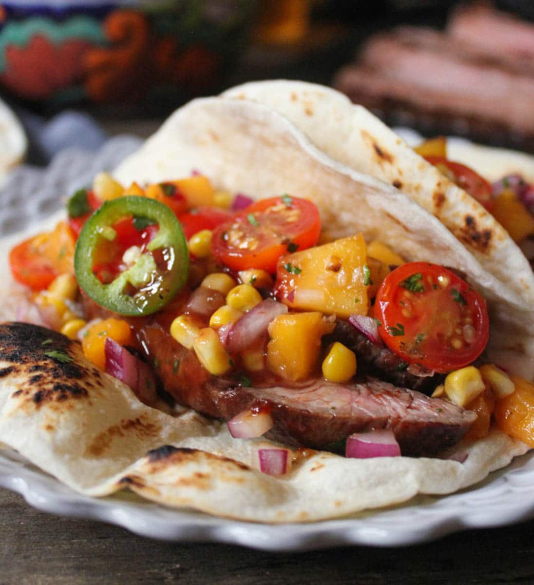 Barbecue-Flank-Steak-Tacos-with-Corn-Peach-Salsa-9
