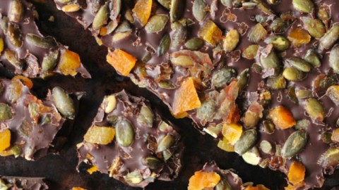 Dark Chocolate Bark with Apricots and Candied Pepitas - Recipes by