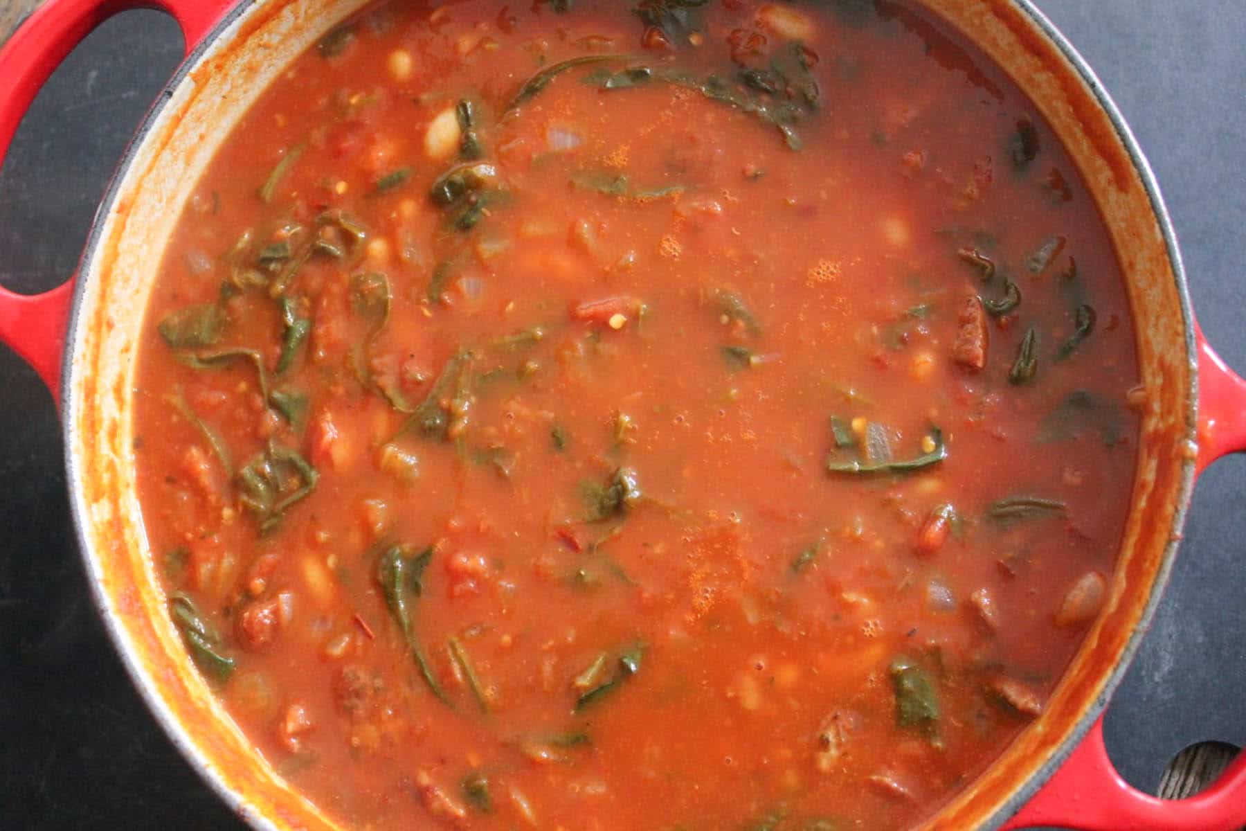 tomato-white-bean-stew-with-spinach-and-chicken-sausage-step-6