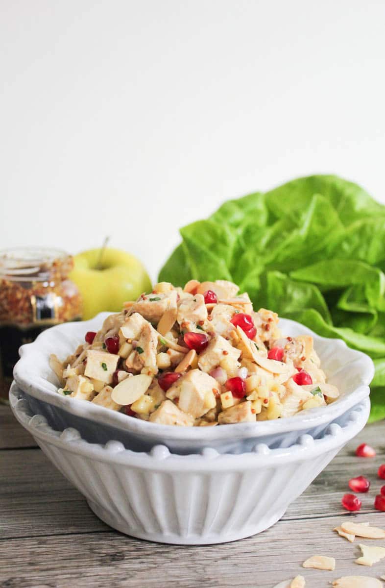 lemon-dijon-chicken-salad-with-pomegranate-and-toasted-almonds
