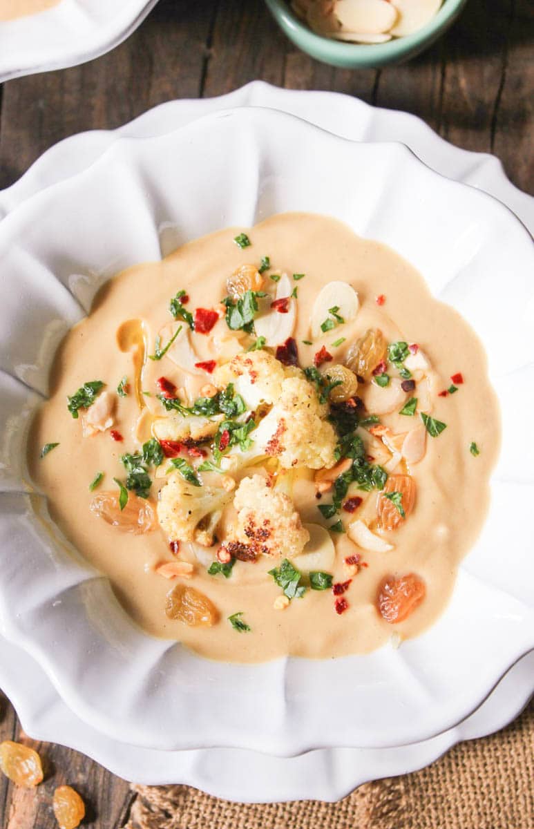 roasted-cauliflower-soup-with-parmesan-toasted-almonds-golden-raisins-10