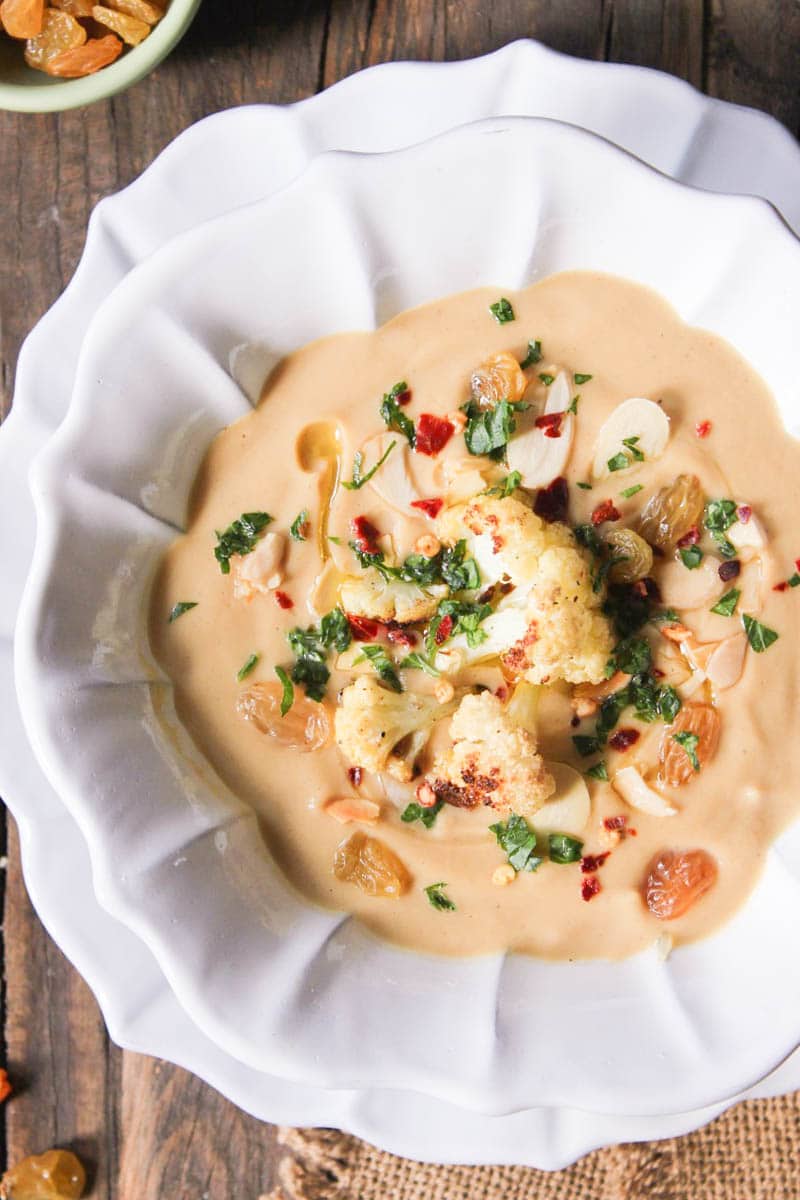 roasted-cauliflower-soup-with-parmesan-toasted-almonds-golden-raisins-2
