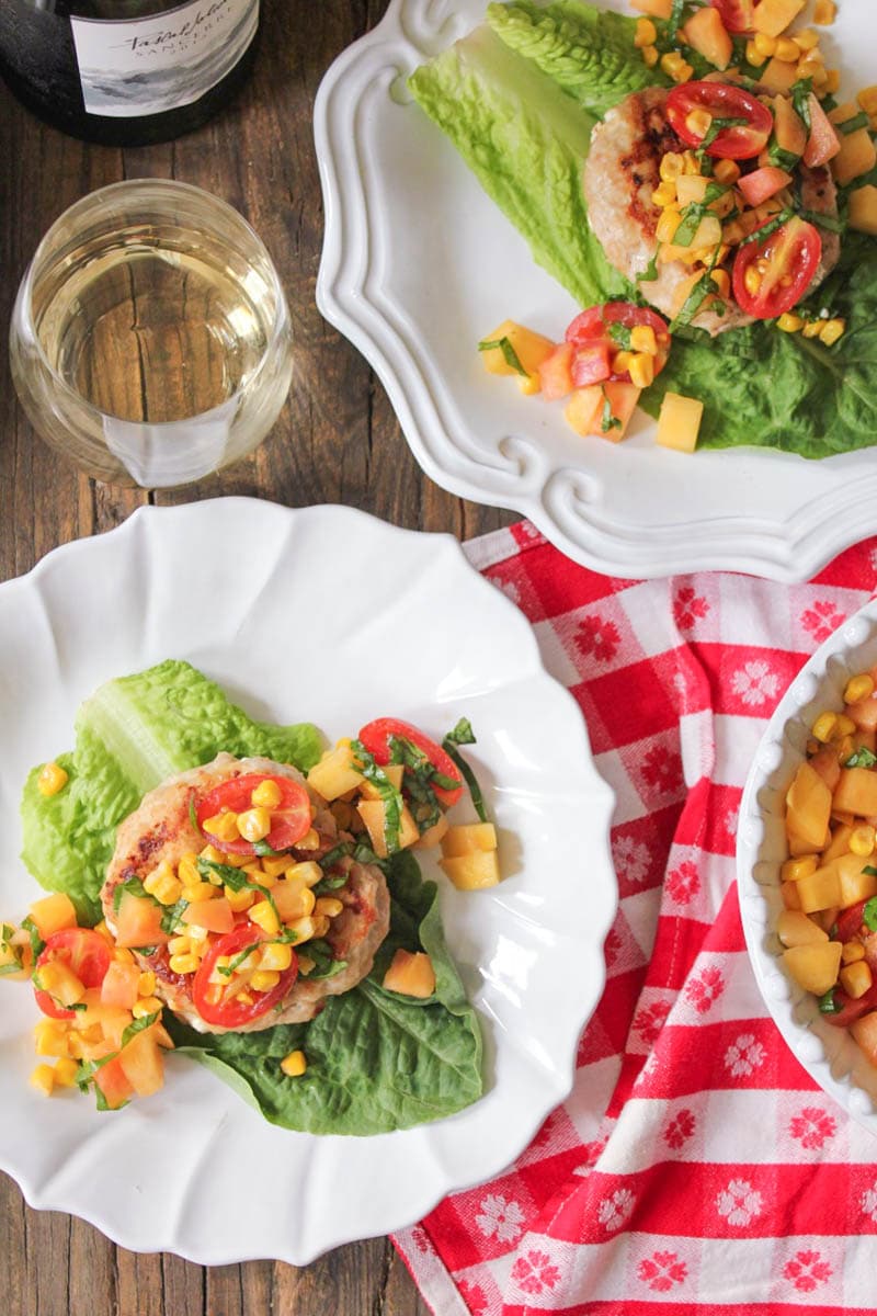 chicken-and-goat-cheese-burgers-with-peaches-corn-and-cherry-tomatoes-5