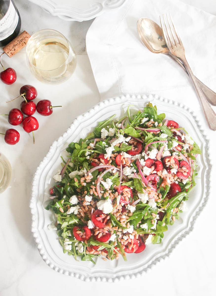 Arugula-and-Farro-Salad-with-Cherries-and-Goat-Cheese-3