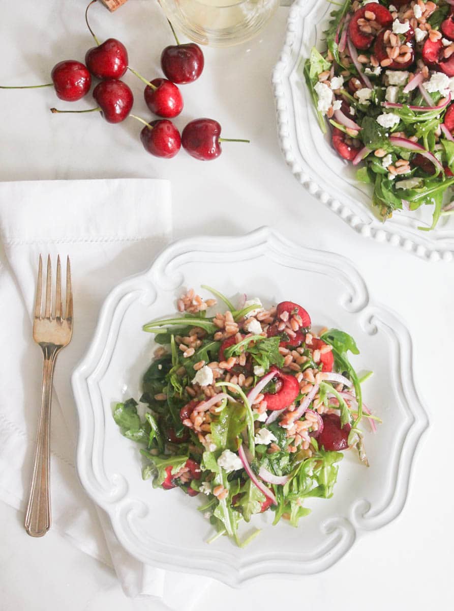 Arugula-and-Farro-Salad-with-Cherries-and-Goat-Cheese-4