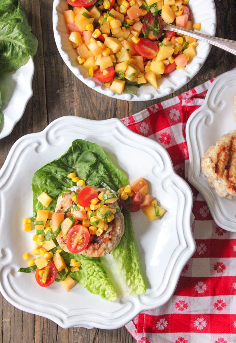 chicken-and-goat-cheese-burgers-with-peaches-corn-and-cherry-tomatoes-3