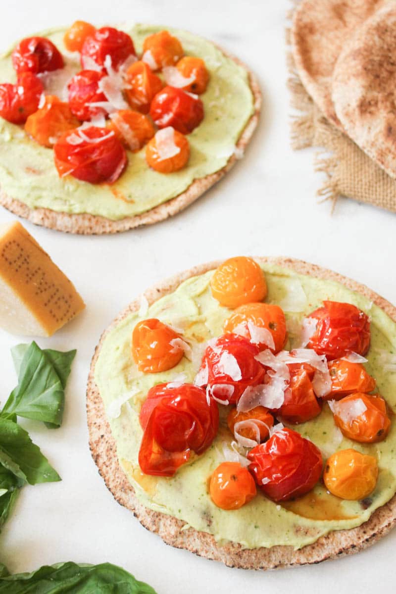 Grilled-Pitas-with-White-Bean-Basil-Spread-and-Roasted-Cherry-Tomatoes-2