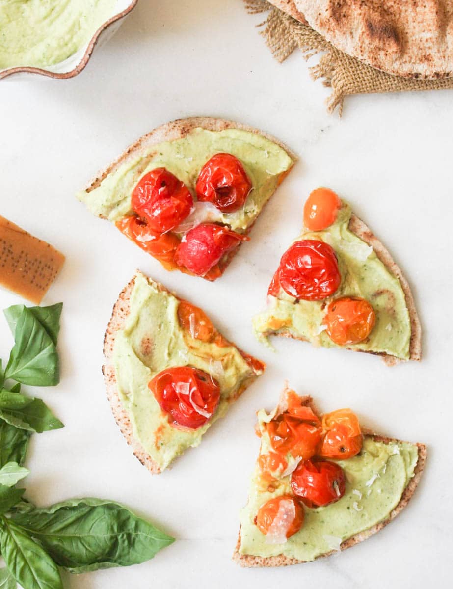 Grilled-Pitas-with-White-Bean-Basil-Spread-and-Roasted-Cherry-Tomatoes-3