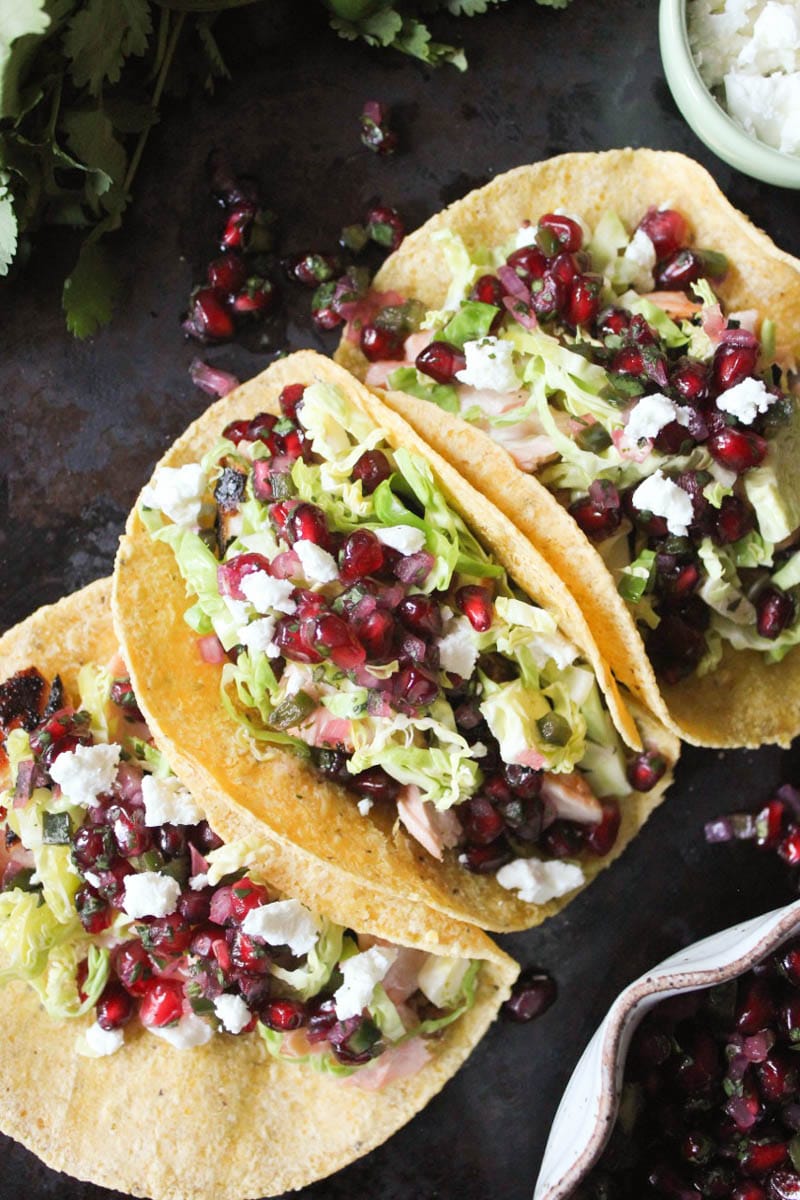 Grilled-Salmon-Tacos-with-Pomegranate-Jalapeno-Salsa-with-Brussels-Sprouts-and-Goat-Cheese-3