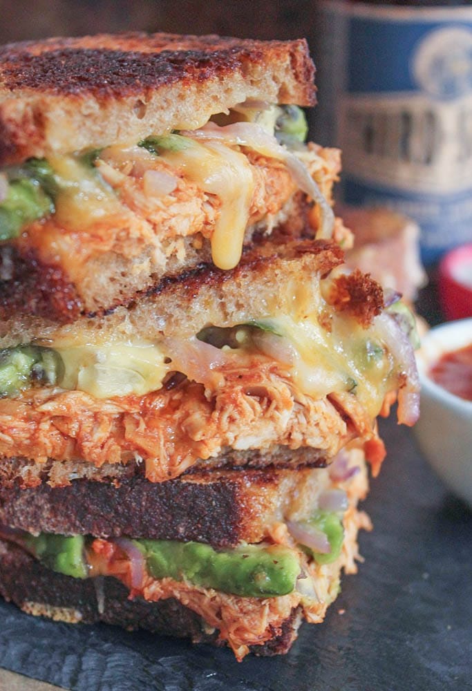 Barbecue-Chicken-Grilled-Cheese-with-Avocado-Cilantro-and-Red-Onion