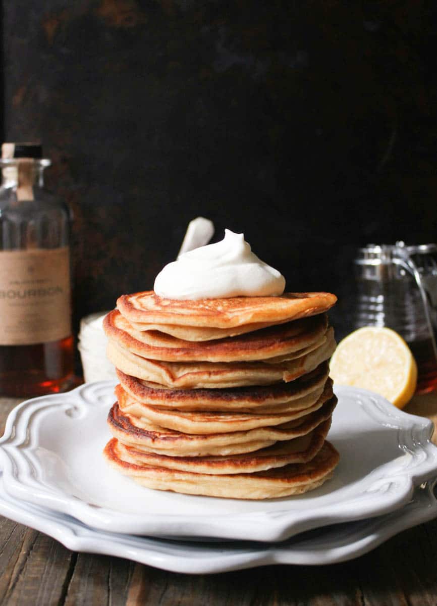 Cinnamon-Ricotta-Pancakes-with-Maple-Bourbon-Whipped-Cream