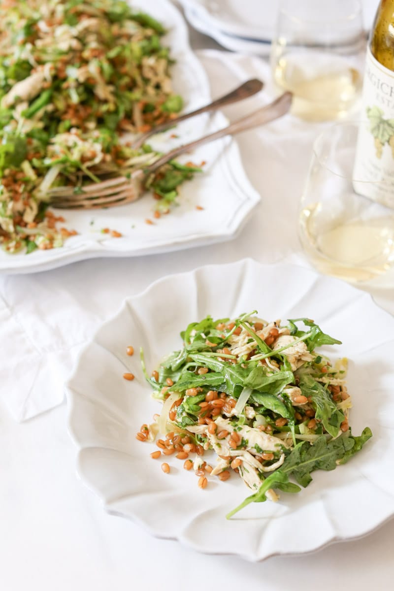 Chicken-and-Wheat-Berry-Salad-with-Shaved-Brussels-Sprouts-and-Arugula