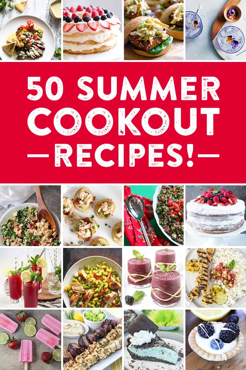 50 recipes for the perfect summer get-together! Whether you're planning a barbecue, picnic, or outdoor party, check out everything from appetizer recipes, entree recipes, cocktail recipes, dessert recipes, side dish recipes and more to go with your BBQ! #greatbloggerBBQ