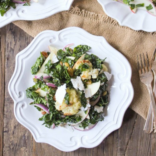 Autumn Kale Salad with Roasted Cauliflower and Apple Domesticate ME