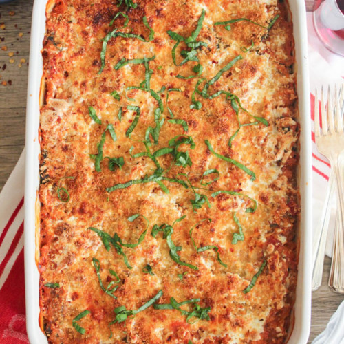 Lasagna Quinoa Bake with Chicken, Spinach and Mushrooms - Domesticate ME