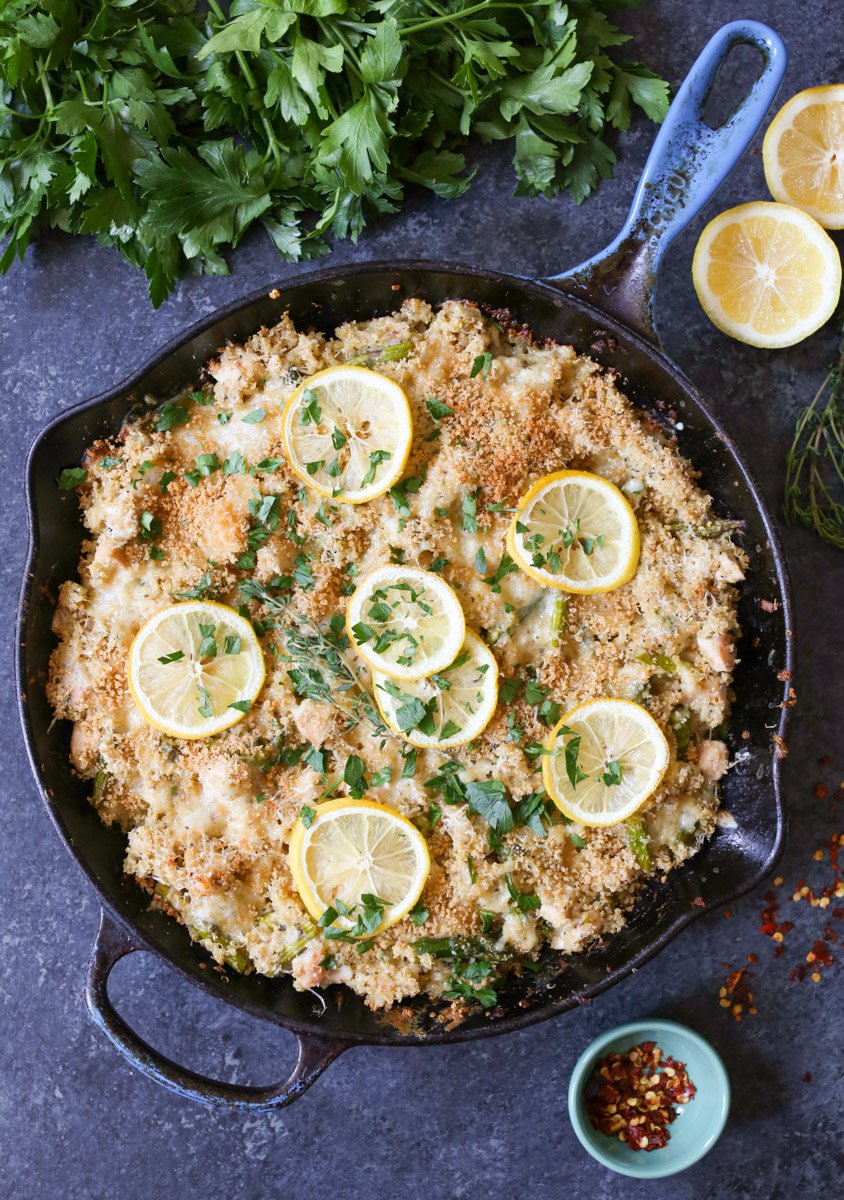 lemon-chicken-quinoa-bake-with-asparagus-and-fontina
