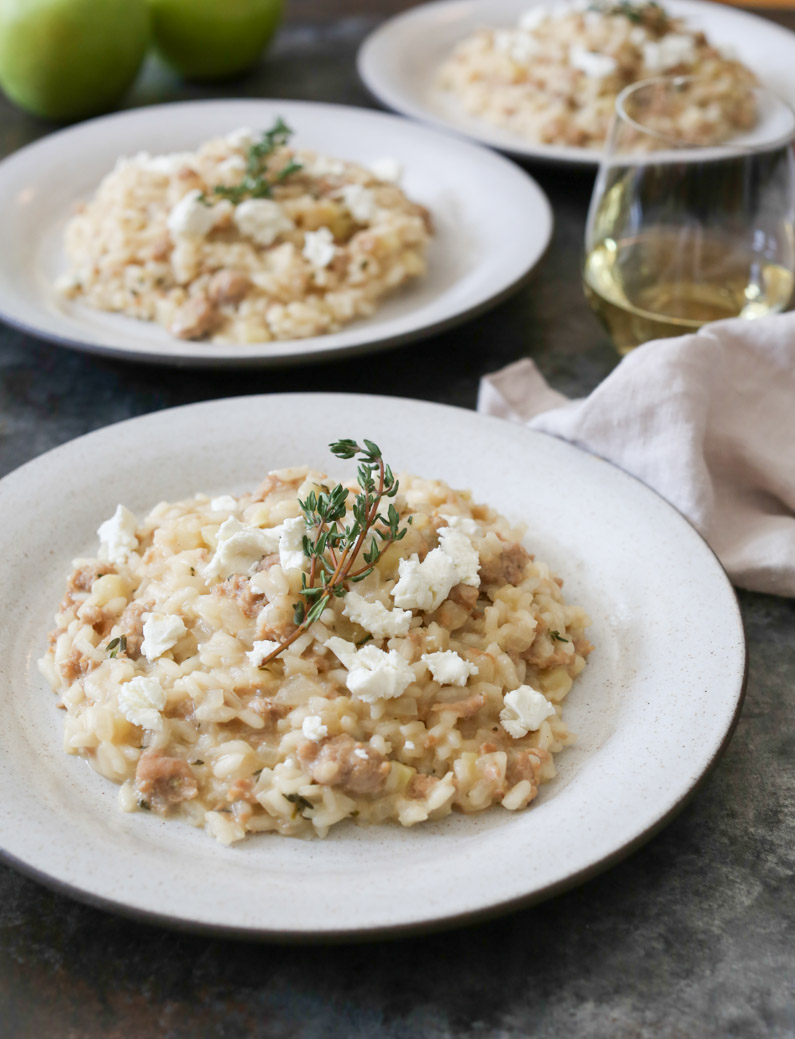 sausage-and-apple-risotto-with-goat-cheese-2