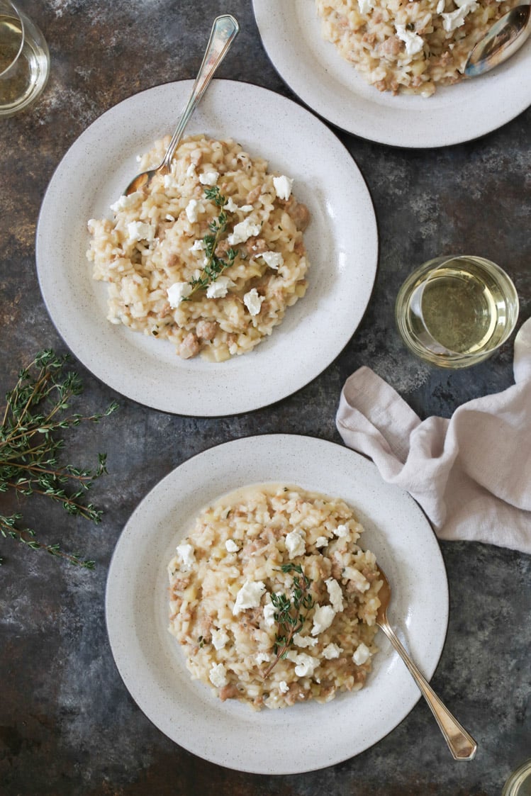 sausage-and-apple-risotto-with-goat-cheese-4