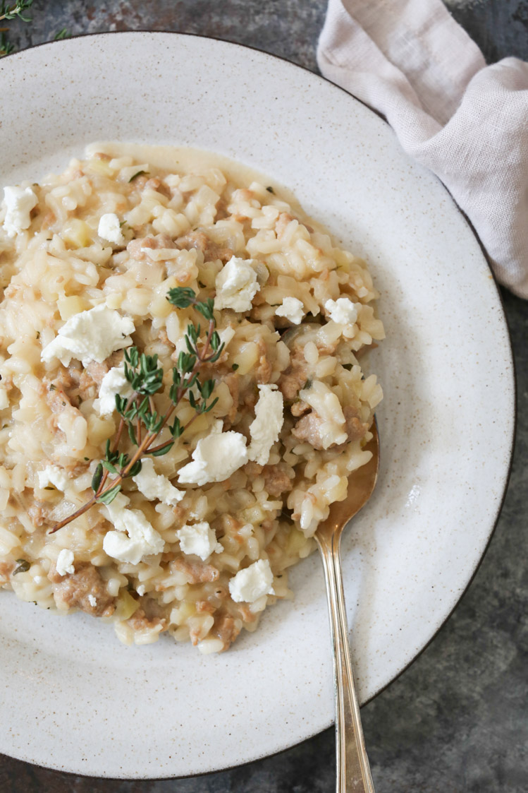 sausage-and-apple-risotto-with-goat-cheese-5