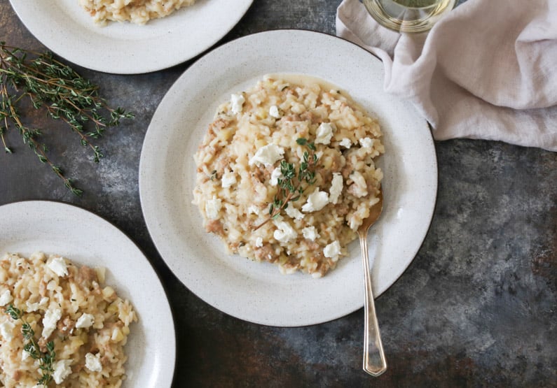 sausage-and-apple-risotto-with-goat-cheese-7
