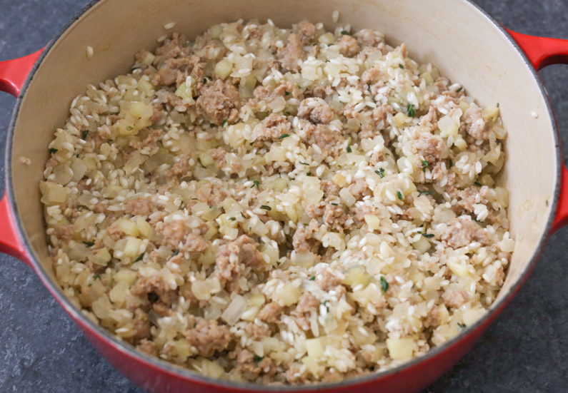 sausage-and-apple-risotto-with-goat-cheese-step-1