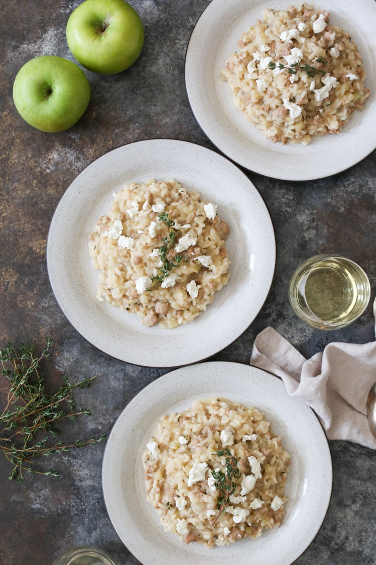 sausage-and-apple-risotto-with-goat-cheese