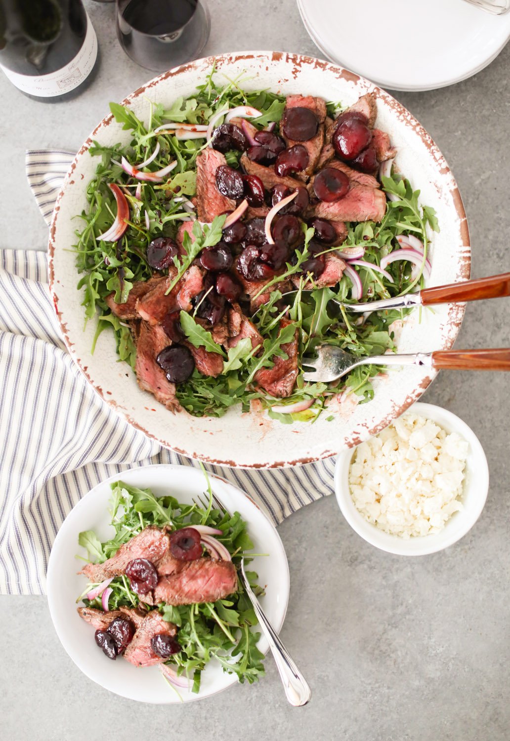 Grilled Steak and Arugula Salad with Balsamic Cherries 