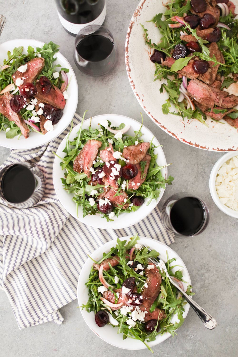 Grilled Steak and Arugula Salad with Balsamic Cherries 