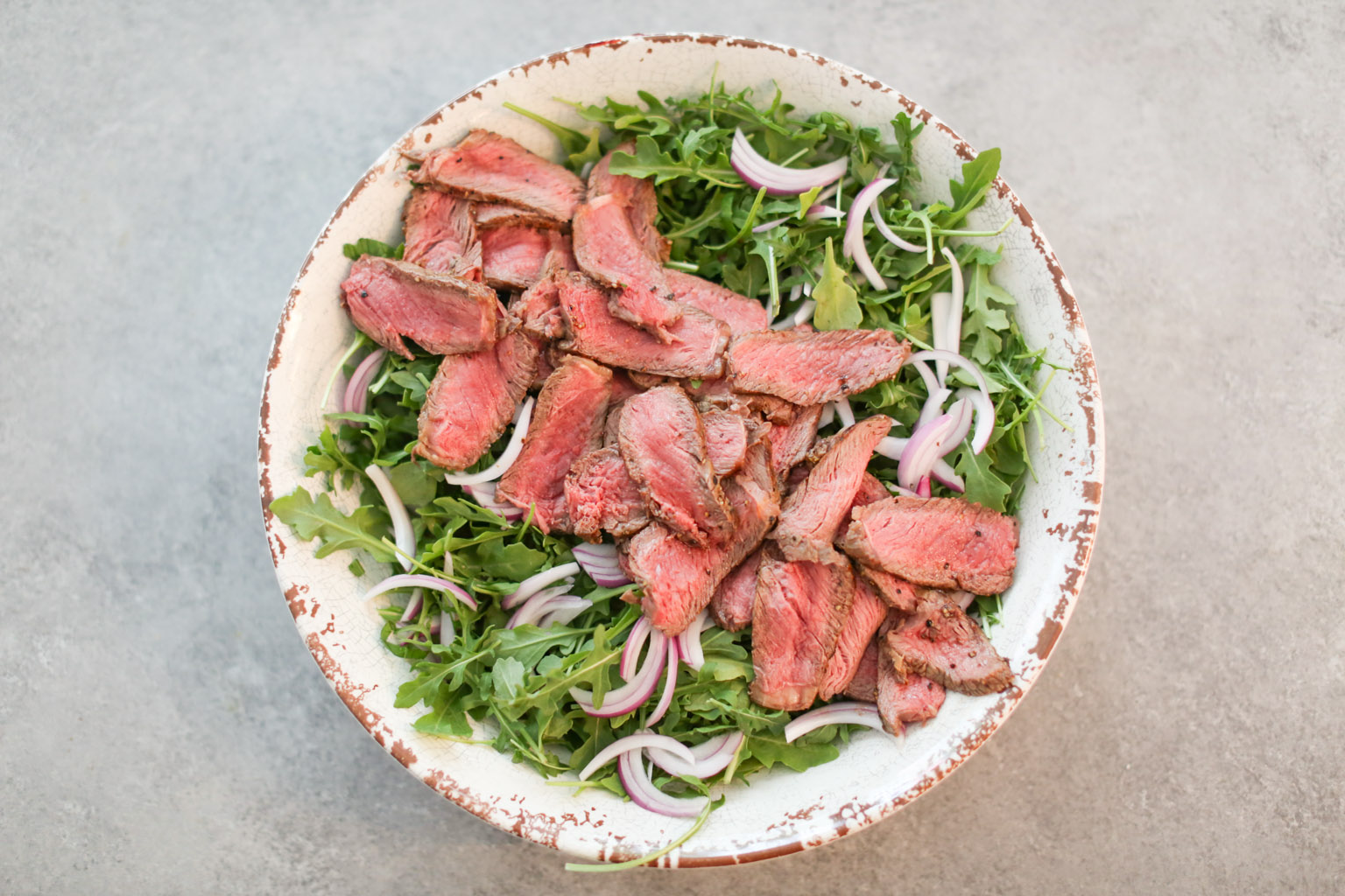 Grilled Steak and Arugula Salad with Balsamic Cherries
