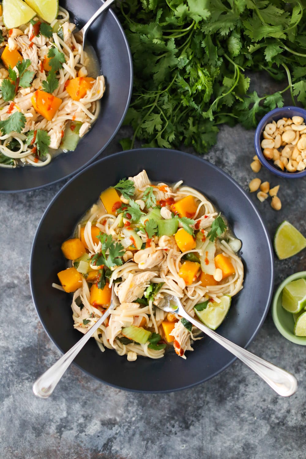One-Pot Asian Chicken Noodles with Butternut Squash and Bok Choy
