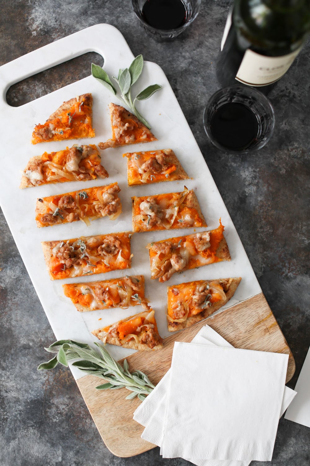 Butternut Squash Flatbread with Sausage and Caramelized Onions