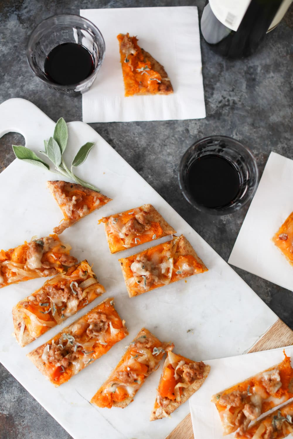 Butternut Squash Flatbread with Sausage and Caramelized Onions