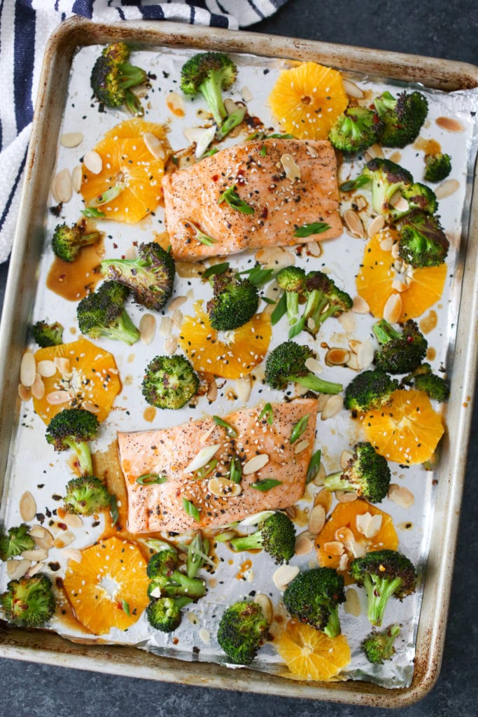 Sheet Pan Salmon With Charred Broccoli, Oranges, And Sesame-Soy ...