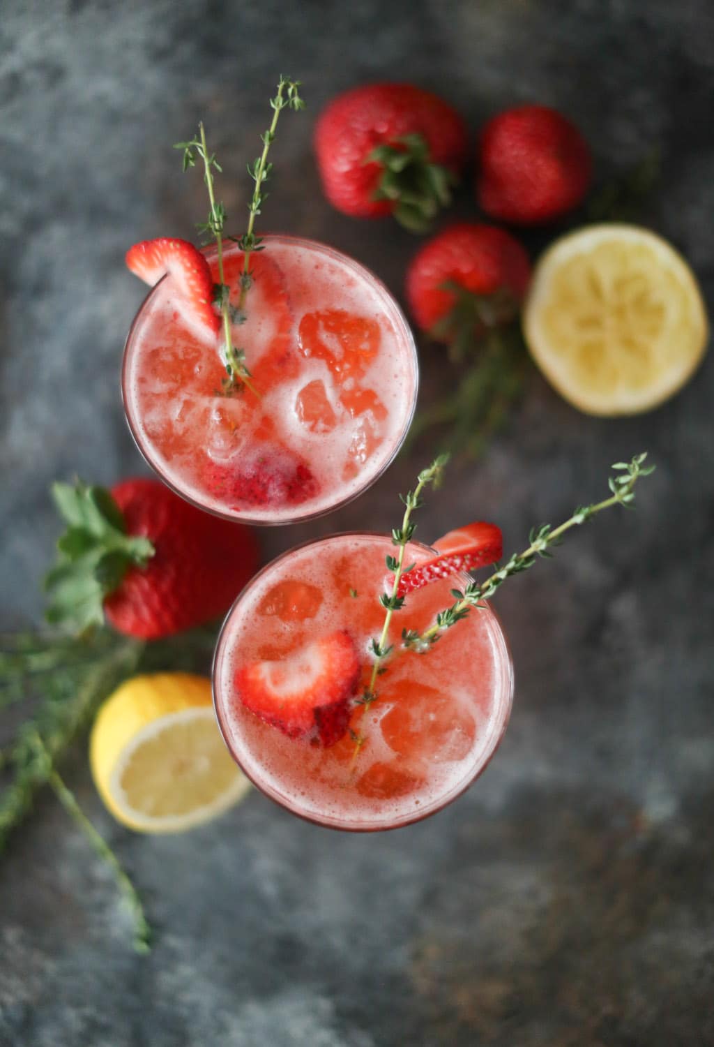 strawberry thyme cooler cocktail