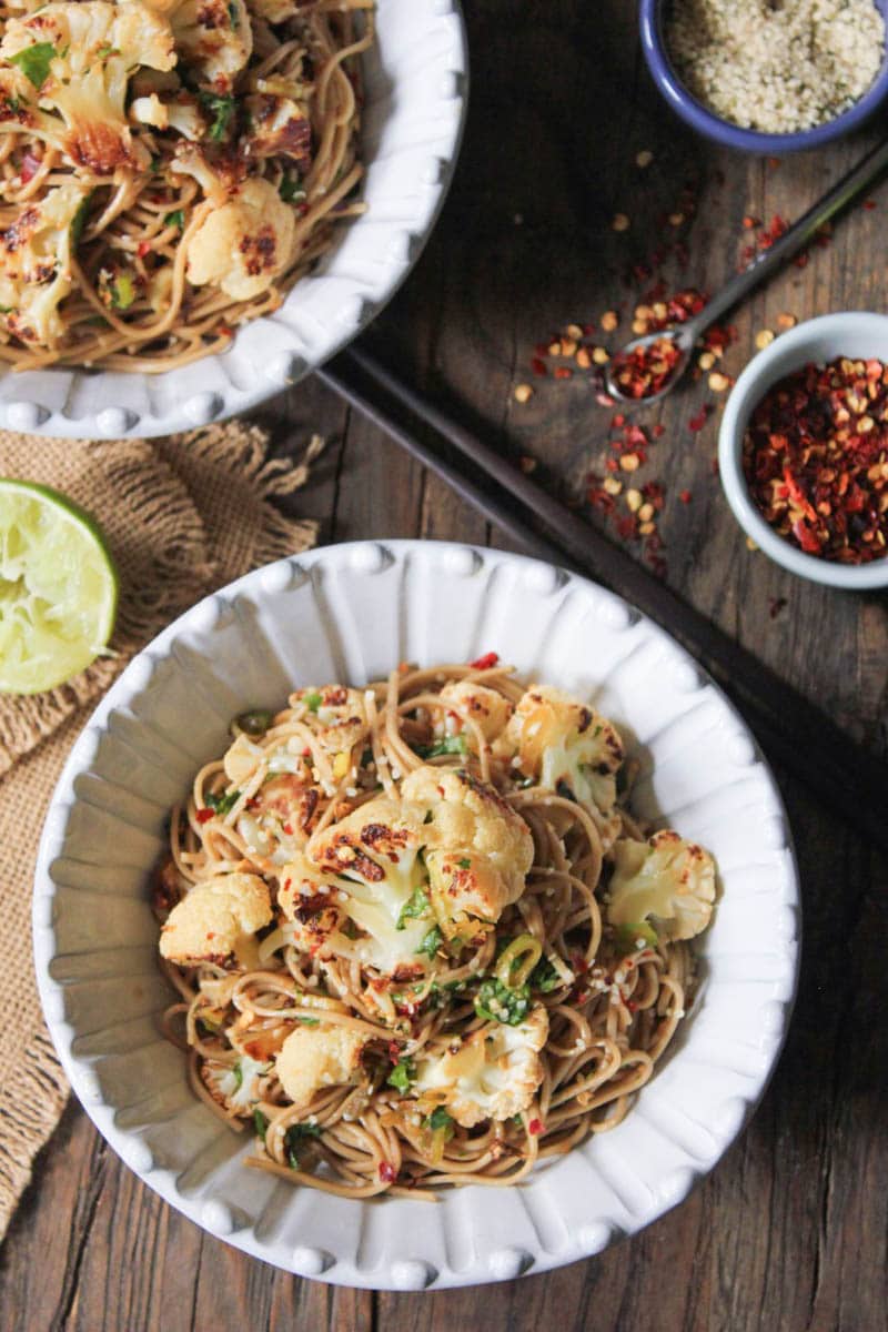 20 Satisfying Vegetarian Recipes- Ginger-Scallion Soba Noodles with Roasted Cauliflower