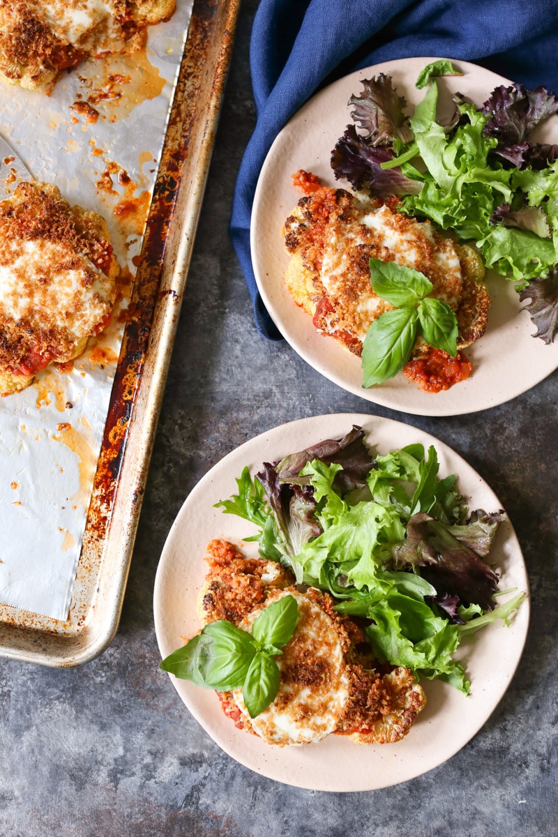 20 Satisfying Vegetarian Recipes- Roasted Cauliflower Parmesan
