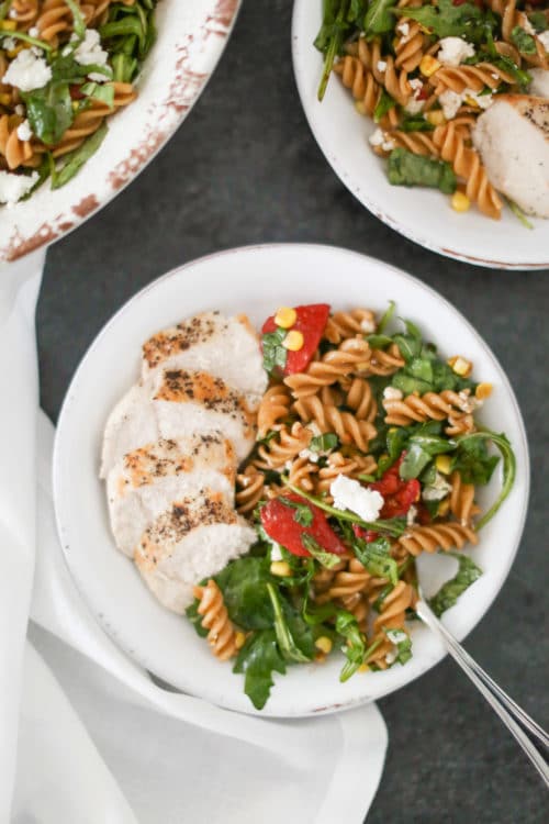Pasta Salad with Arugula, Roasted Red Peppers, and Sweet Corn - Recipes ...